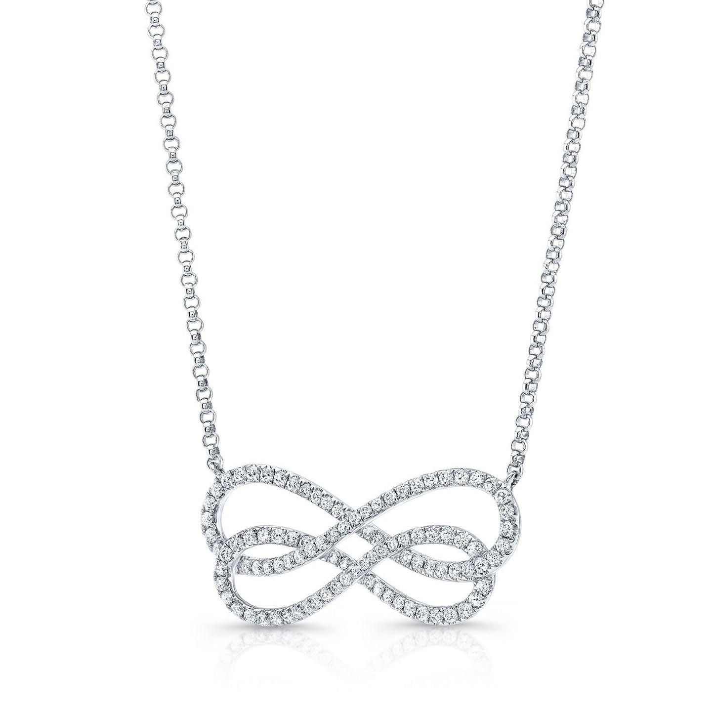 Diamond Double Infinity Necklace In 14k White Gold (2/3 Ct.tw.)