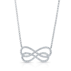 Diamond Double Infinity Necklace in 14K White Gold (2/3 Ct.tw.) – side profile | RockHer