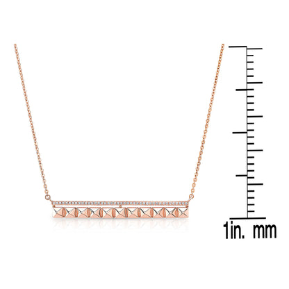 Pave Diamond And Spikes Bar Necklace In 14k Rose Gold
