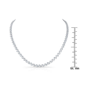 Diamond Laurel Leaf Necklace in 14K White Gold – front view | RockHer
