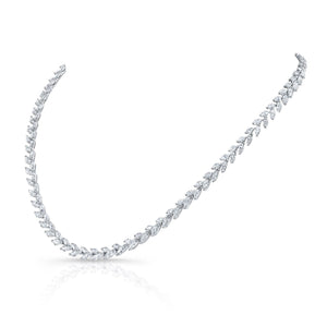 Diamond Laurel Leaf Necklace in 14K White Gold – side profile | RockHer