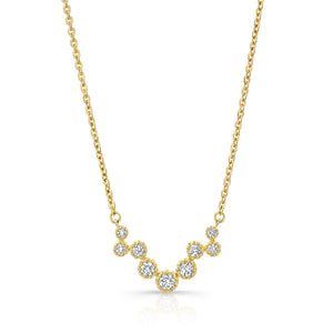 Diamond Prong Set Floating Circles Necklace in 14K Yellow Gold – front view | RockHer