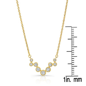 Diamond Prong Set Floating Circles Necklace in 14K Yellow Gold – scale reference | RockHer