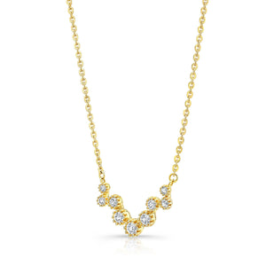 Diamond Prong Set Floating Circles Necklace in 14K Yellow Gold – side profile | RockHer