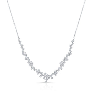 Diamond Prong-set Constellation Necklace in 14K White Gold, 16-18inch Adj Chain – front view | RockHer
