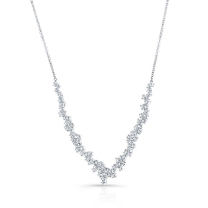 Diamond Prong-set Constellation Necklace in 14K White Gold, 16-18inch Adj Chain – side profile | RockHer
