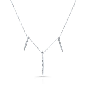 Diamond Pave Icicles Necklace in 14K White Gold – front view | RockHer