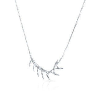 Diamond Pave Floating Laurel Leaves Necklace in 14K White Gold – side profile | RockHer