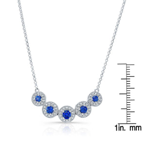 Sapphire And Diamond Graduated Curved Necklace in 14K White Gold – front view | RockHer