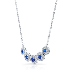 Sapphire And Diamond Graduated Curved Necklace in 14K White Gold – side profile | RockHer