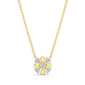 Diamond 4-cross Necklace With High-polish Accent in 14K Yellow Gold, 16-18 Inch – front view | RockHer