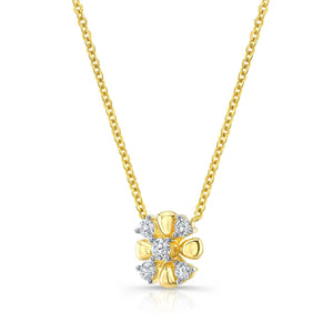 Diamond 4-cross Necklace With High-polish Accent in 14K Yellow Gold, 16-18 Inch – side profile | RockHer