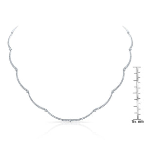 Diamond Pave And Prong-set Scallop Link Necklace in 14K White Gold (1.30ctw) – front view | RockHer