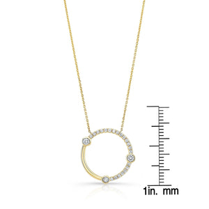 Diamond Circle Necklace With Bezel And High Polish Accent in 14K Yellow Gold – front view | RockHer