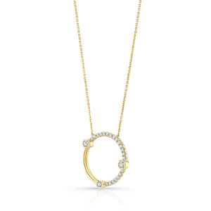 Diamond Circle Necklace With Bezel And High Polish Accent in 14K Yellow Gold – side profile | RockHer