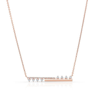 Diamond Half-bar And Pave Necklace With Prong-set Accents in 14K Rose Gold – front view | RockHer