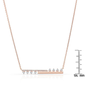 Diamond Half-bar And Pave Necklace With Prong-set Accents in 14K Rose Gold – front view | RockHer