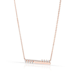 Diamond Half-bar And Pave Necklace With Prong-set Accents in 14K Rose Gold – side profile | RockHer