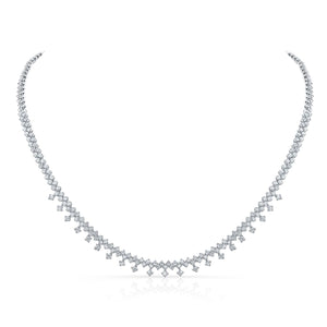 Diamond Prong-set Necklace With Drop Accents in 14K White Gold (3.15ctw) | RockHer