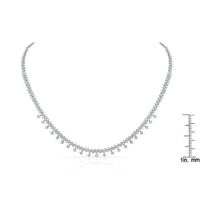 Diamond Prong-set Necklace With Drop Accents in 14K White Gold (3.15ctw) – scale reference | RockHer