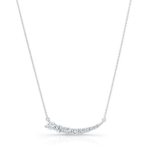 Diamond Round Graduated Prong-set Comet Necklace in 14K White Gold – front view | RockHer
