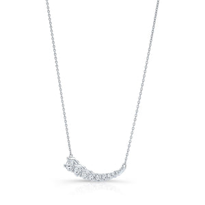 Diamond Round Graduated Prong-set Comet Necklace in 14K White Gold – side profile | RockHer
