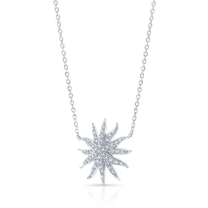 Diamond Pave Aqua Star Necklace in 14K White Gold, 16-18 Inch Adj Chain – side profile | RockHer