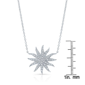 Diamond Pave Aqua Star Necklace in 14K White Gold, 16-18 Inch Adj Chain – front view | RockHer