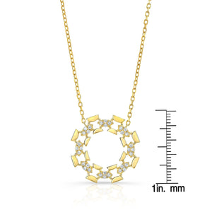 Diamond High Polish Open Wreath Necklace in 14K Yellow Gold, 16-18 Adj Chain – front view | RockHer