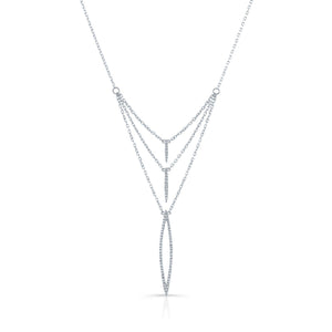 Diamond Pave Trio Icicles Layered Necklace in 14K White Gold | RockHer