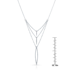 Diamond Pave Trio Icicles Layered Necklace in 14K White Gold – scale reference | RockHer