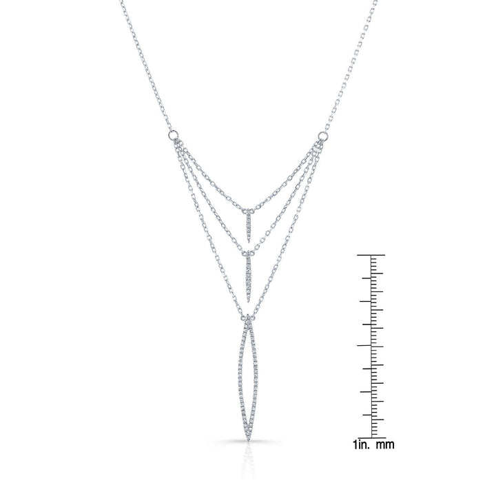 Diamond Pave Trio Icicles Layered Necklace In 14k White Gold (16-18 In Adj Chn)