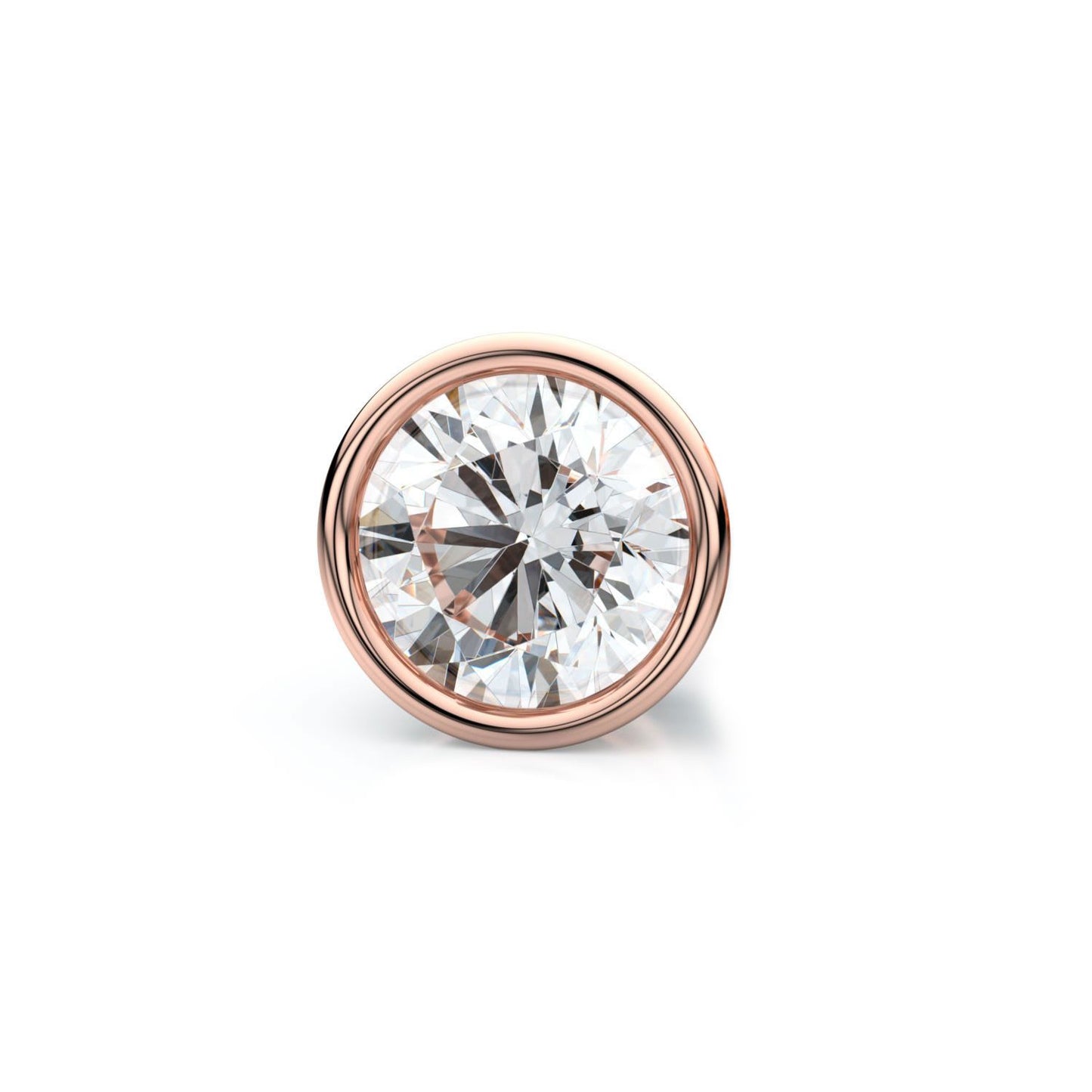 14k Rose Gold Bezel Round Diamond Single Stud Earring 0.16ctw (3.4mm Ea), H-i Color, Si Clarity