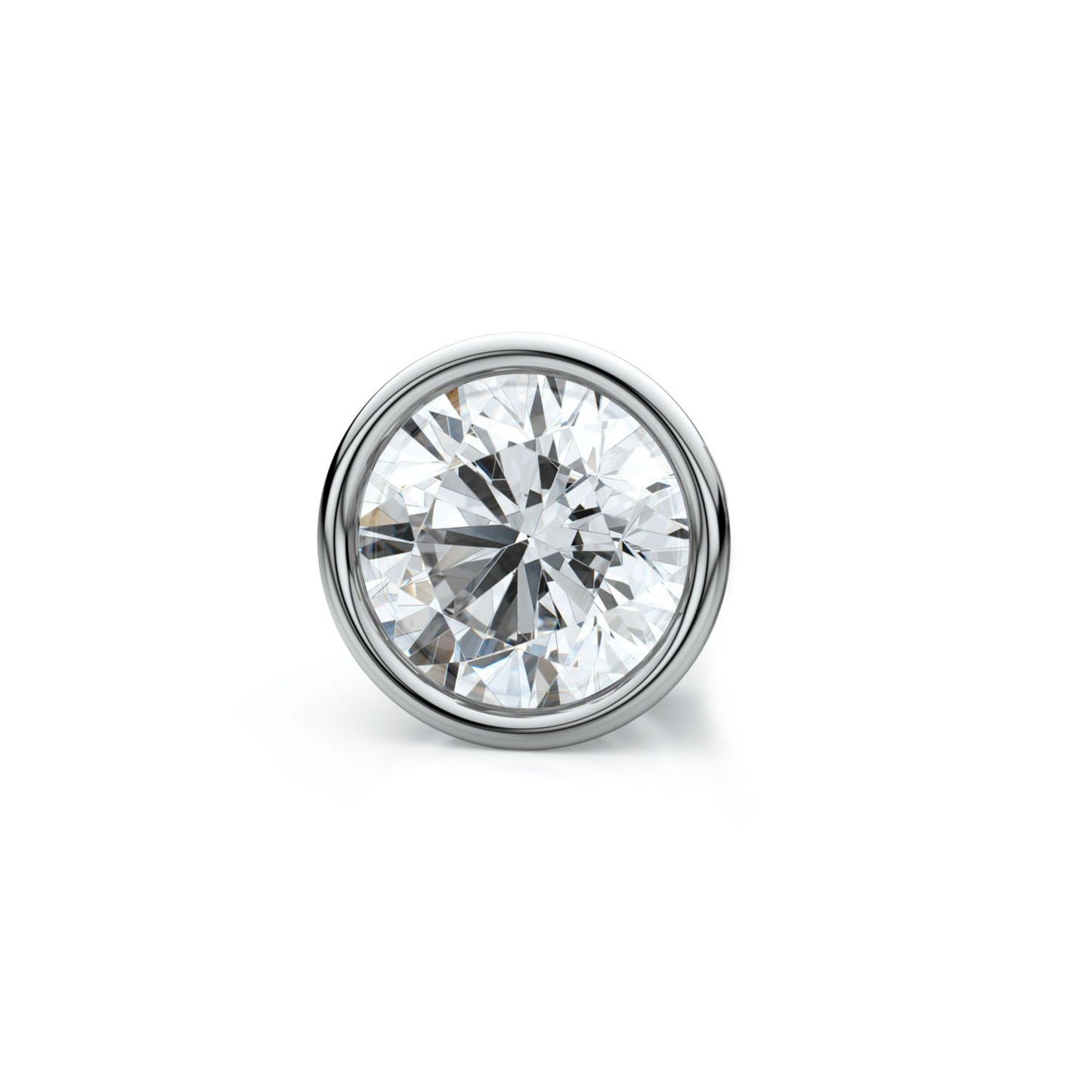 14k White Gold Bezel Round Diamond Single Stud Earring 0.16ctw (3.4mm Ea), H-i Color, Vs Clarity