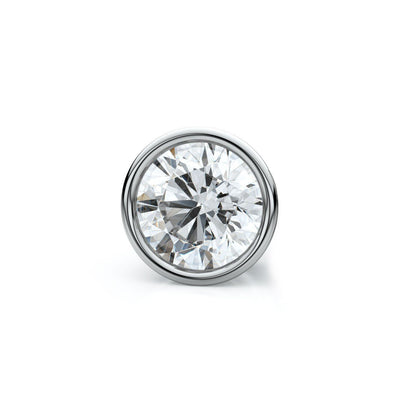 18k White Gold Bezel Round Diamond Single Stud Earring 1.00ctw (6.5mm Ea), H-i Color, Vs Clarity