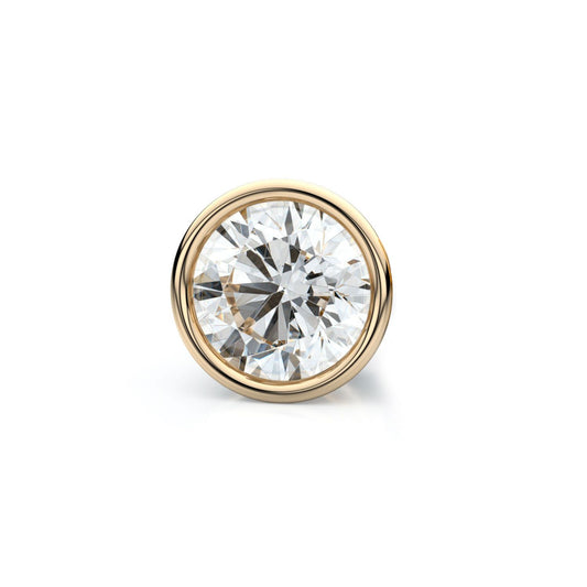 14k Yellow Gold Bezel Round Diamond Single Stud Earring 0.37ctw (4.5mm Ea), F-g Color, Vs Clarity