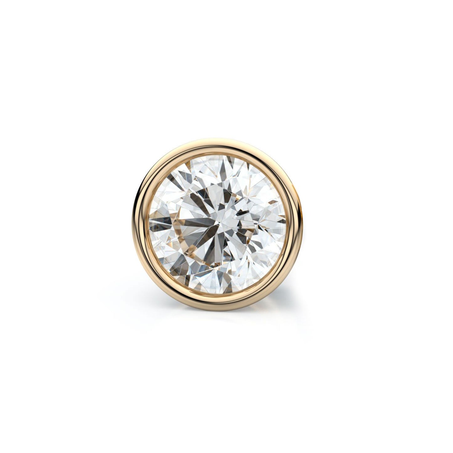 18k Yellow Gold Bezel Round Diamond Single Stud Earring 0.50ctw (5.2mm Ea), F-g Color, Vs Clarity