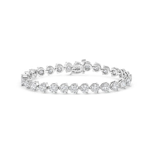 Certified 14K White Gold 3-prong Lab Created Round Brilliant Diamond Tennis Bracelet | RockHer