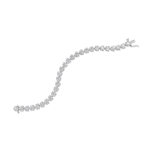Certified 14K White Gold 3-prong Lab Created Round Brilliant Diamond Tennis Bracelet – side profile | RockHer