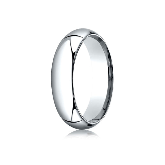 18k White Gold 6mm High Dome Comfort-fit Ring