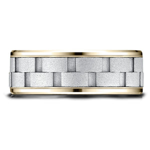8mm Satin Finish Carved Wedding Band, in 14K White Gold | RockHer