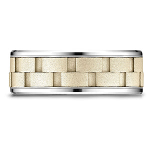 8mm Satin Finish Carved Wedding Band, in 14K White Gold | RockHer