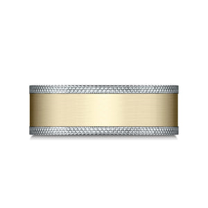 8mm Satin Finish Carved Wedding Band, in 14K White Gold | RockHer