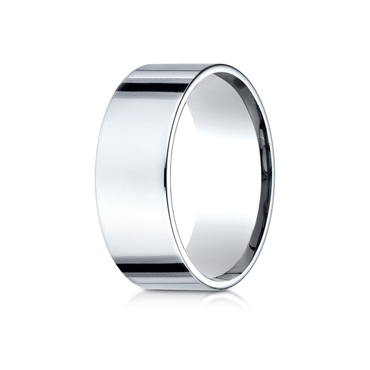 18k White Gold 8mm Flat Comfort-fit Ring