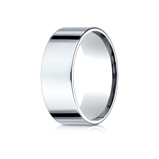 14k White Gold 8mm Flat Comfort-fit Ring