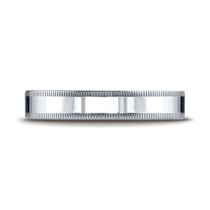 4mm Flat Milgrain Comfort-Fit Wedding Band, in Platinum | RockHer