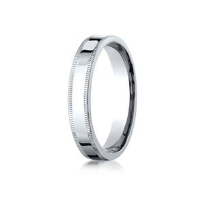 4mm Flat Milgrain Comfort-Fit Wedding Band, in 18K White Gold | RockHer