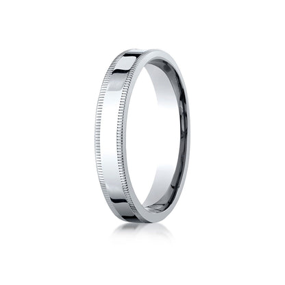 Platinum 4mm Flat Comfort-fit Ring With Milgrain
