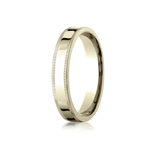 14k Yellow Gold 4mm Flat Comfort-fit Ring With Milgrain