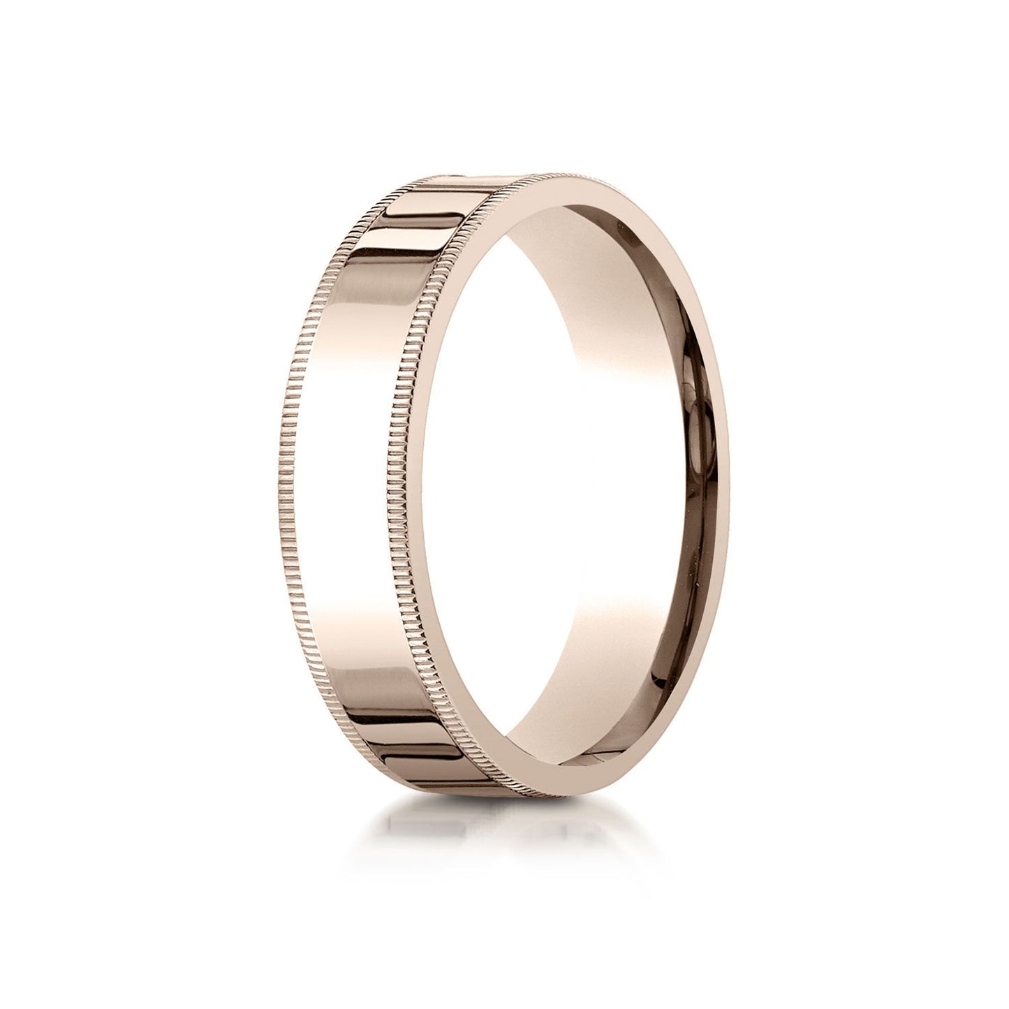 14k Rose Gold 6mm Flat Comfort-fit Ring With Milgrain